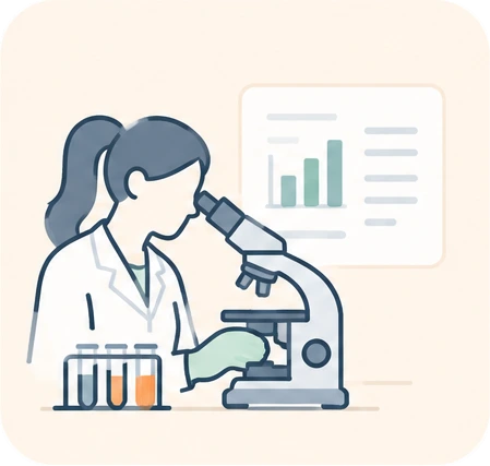 Lab technician examining samples under a microscope